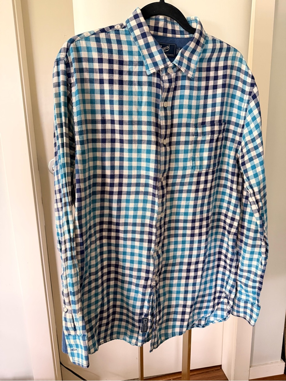 Grayers Cotton Linen Plaid Button-Up Shirt – Blue & Teal